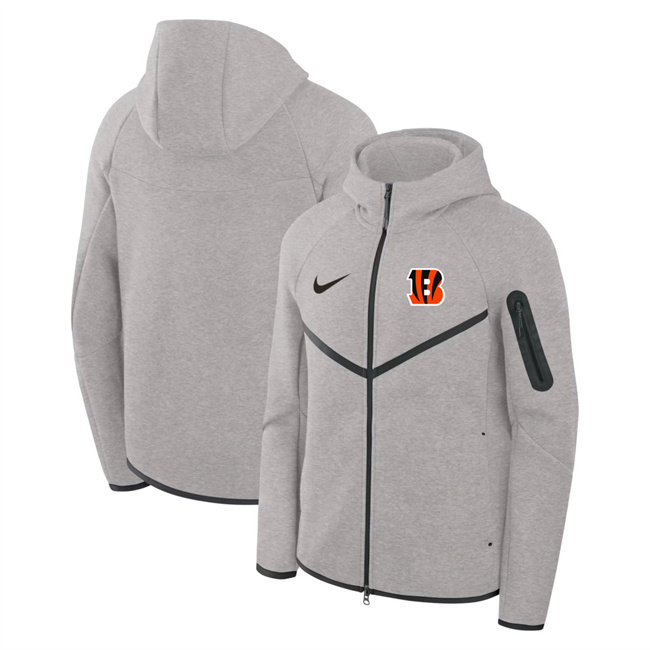 Men's Gray Cincinnati Bengals Tech Fleece Full-Zip Windrunner Hoodie